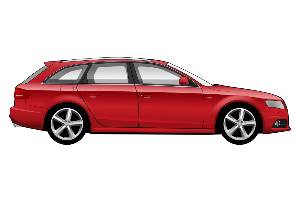 Red Audi A4 Avant B8 side view vector car graphic design for custom t-shirt and mug prints