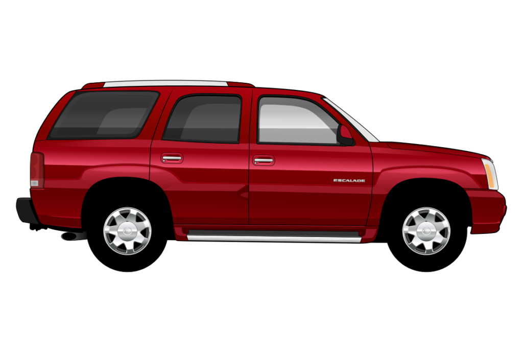 Red Cadillac Escalade side view vector car graphic design for custom t-shirt and mug prints