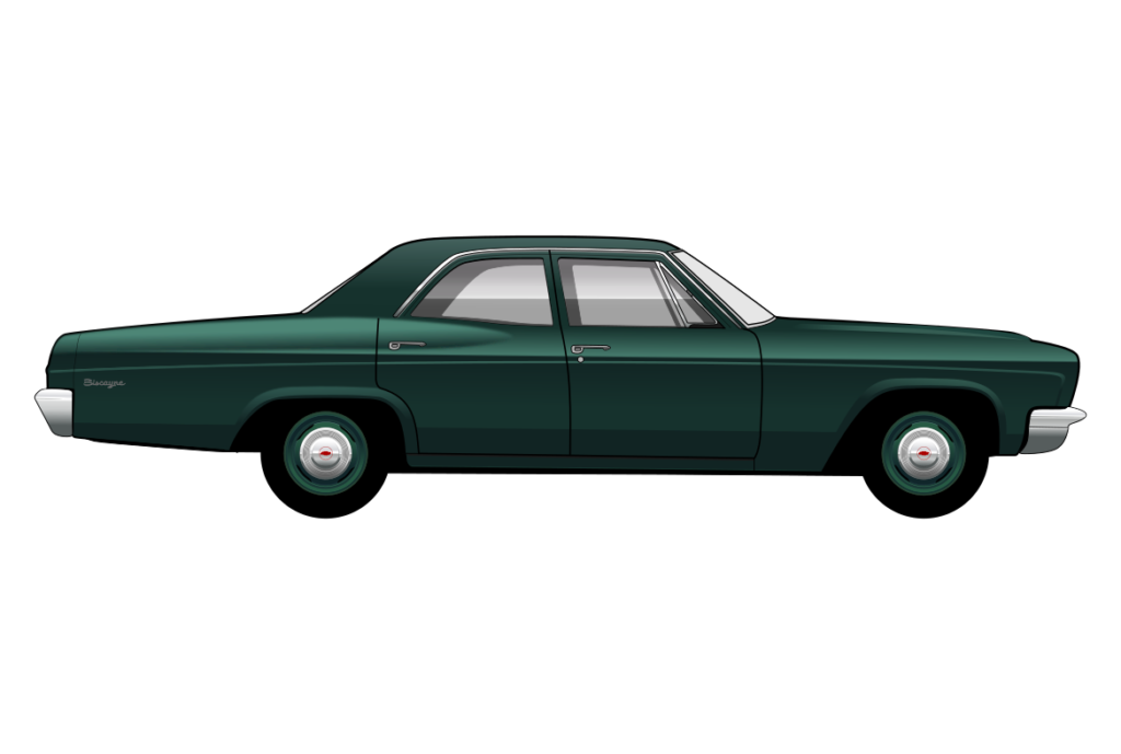 Green Chevrolet Biscayne side view vector car graphic design for custom t-shirt and mug prints