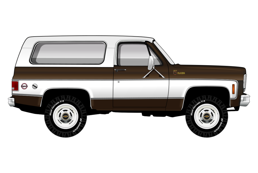Brown Chevrolet K-5 Blazer side view vector car graphic design for custom t-shirt and mug prints