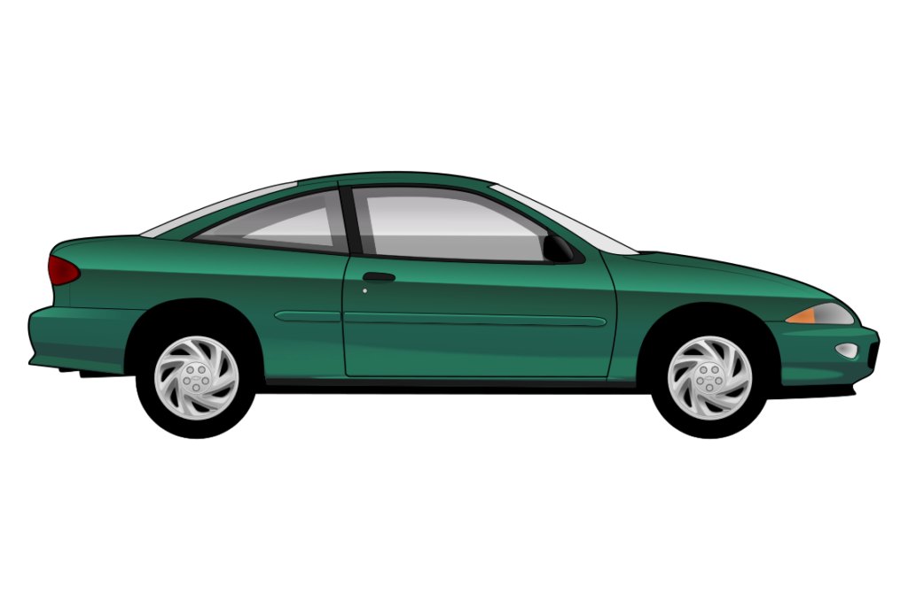 Green Chevrolet Cavalier side view vector car graphic design for custom t-shirt and mug prints