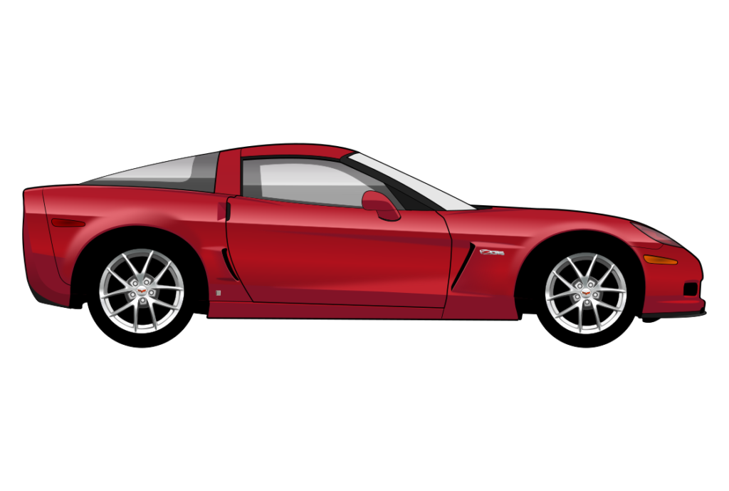 Red Chevrolet Corvette C6 side view vector car graphic design for custom t-shirt and mug prints