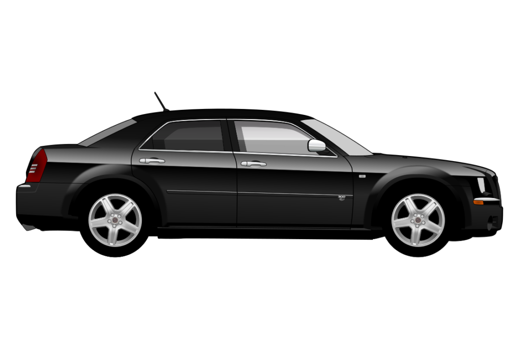 Black Chrysler 300C Mark 1 side view vector car graphic design for custom t-shirt and mug prints