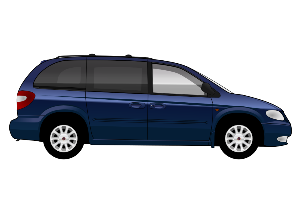 Blue Chrysler Voyager side view vector car graphic design for custom t-shirt and mug prints