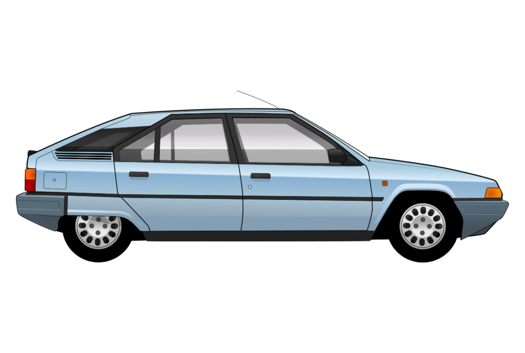 Blue Citroen BX Mark 1 side view vector car graphic design for custom t-shirt and mug prints