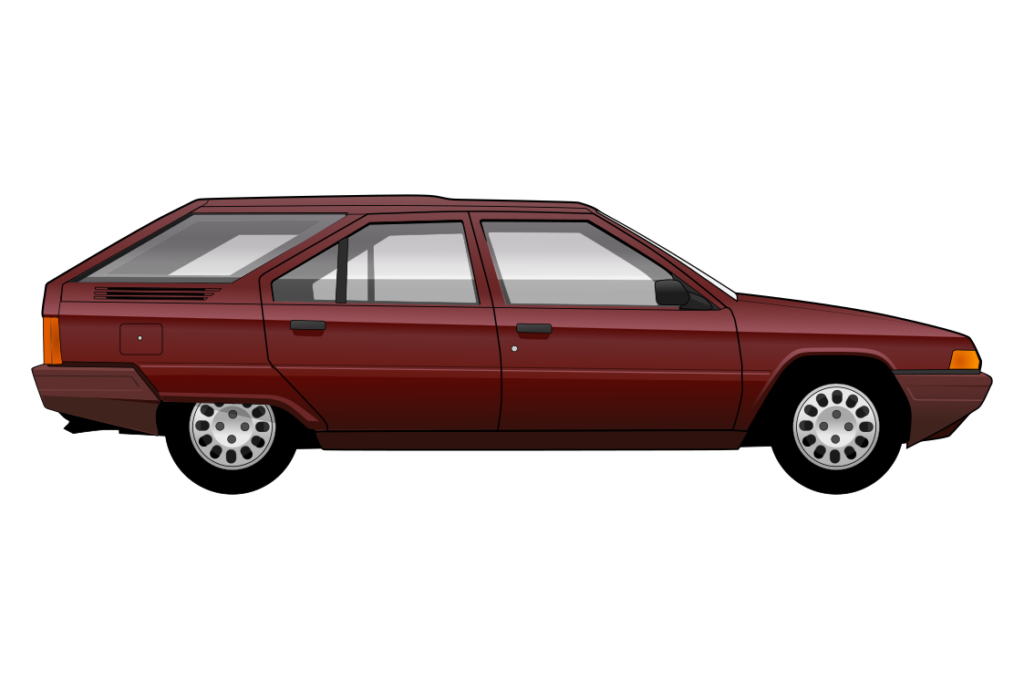 Red Citroen BX Mark 1 Estate side view vector car graphic design for custom t-shirt and mug prints