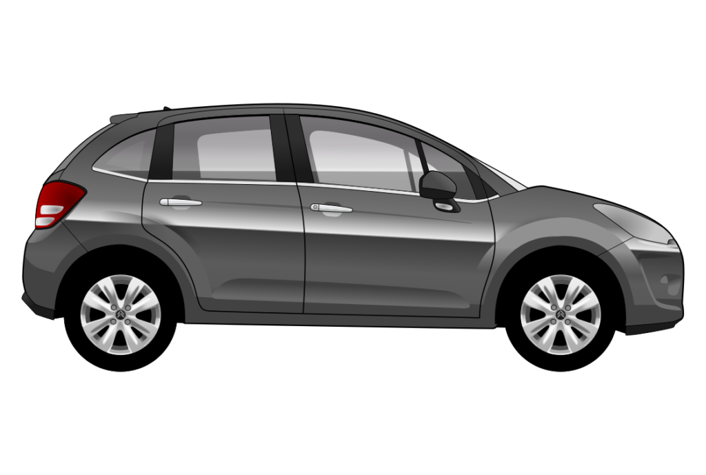 Grey Citroen C3 Mark 2 side view vector car graphic design for custom t-shirt and mug prints