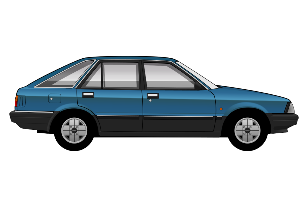 Blue Datsun Stanza side view vector car graphic design for custom t-shirt and mug prints
