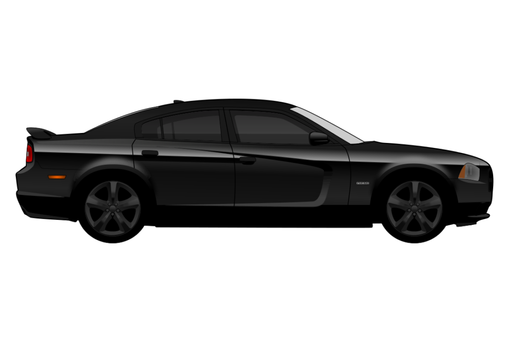 Black Dodge Charger 2011 side view vector car graphic design for custom t-shirt and mug prints