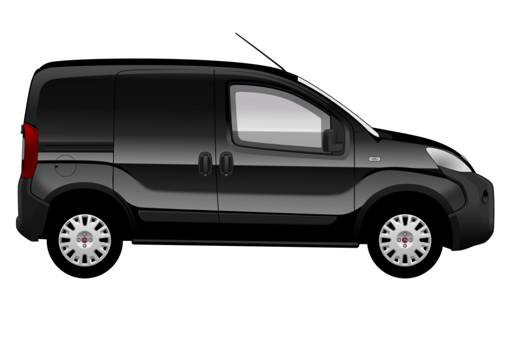 Black Fiat Fiorino side view vector car graphic design for custom t-shirt and mug prints
