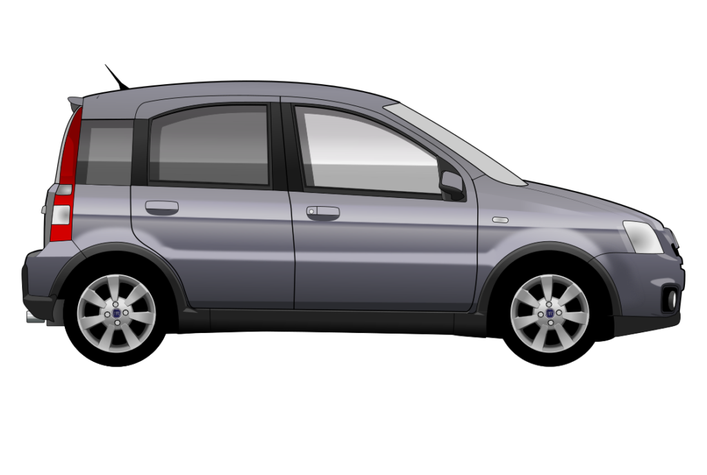 Grey Fiat Panda Mark 2 side view vector car graphic design for custom t-shirt and mug prints