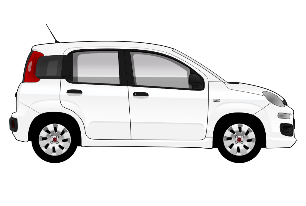 White Fiat Panda Mark 3 side view vector car graphic design for custom t-shirt and mug prints
