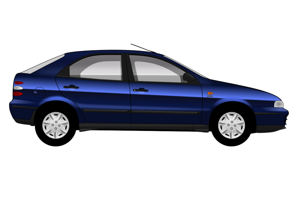 Blue Fiat Brava side view vector car graphic design for custom t-shirt and mug prints