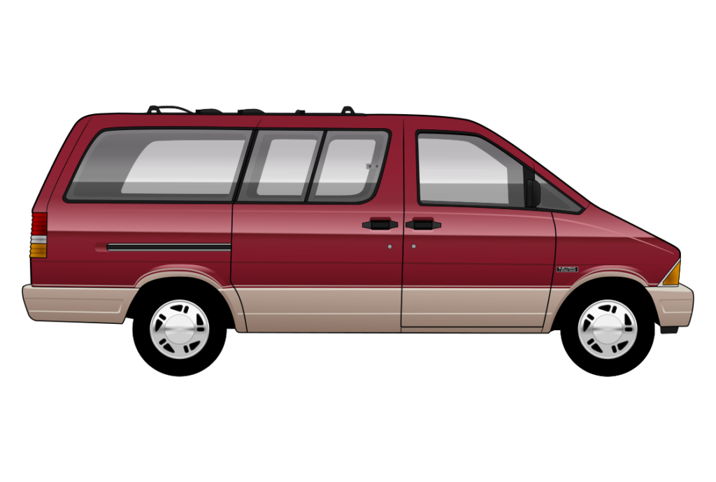 Red Ford Aerostar side view vector car graphic design for custom t-shirt and mug prints
