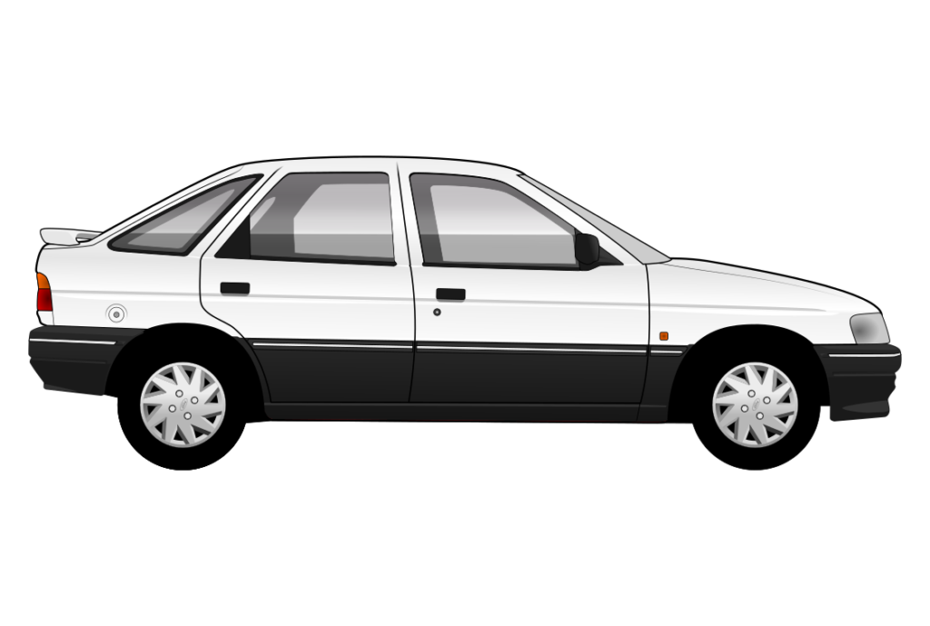 White Ford Escort mark 5 side view vector car graphic design for custom t-shirt and mug prints