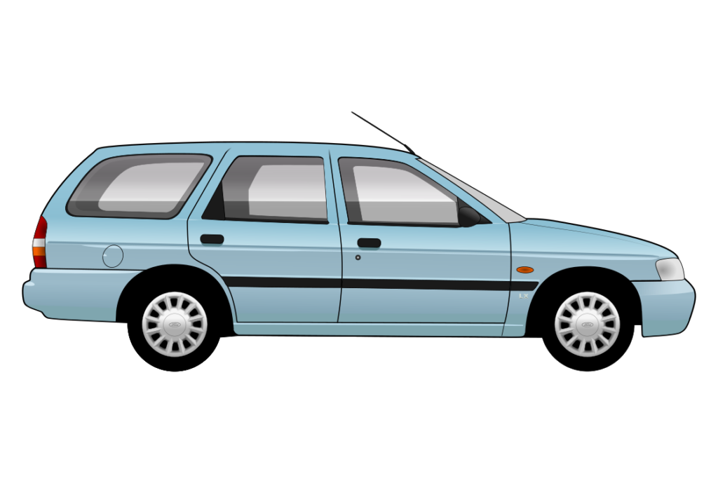 Blue Ford Escort mark 6 Estate side view vector car graphic design for custom t-shirt and mug prints