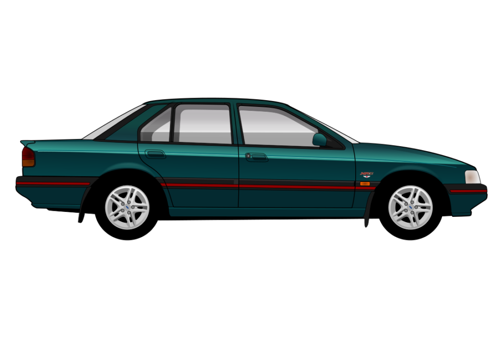 Green Ford Falcon ED XR6 side view vector car graphic design for custom t-shirt and mug prints