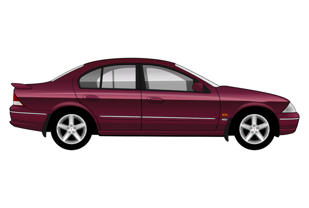 Red Ford Falcon AU side view vector car graphic design for custom t-shirt and mug prints