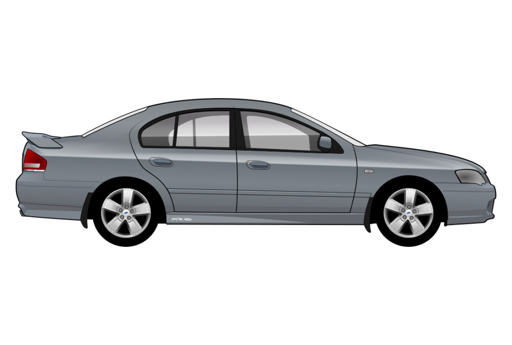 Grey Ford Falcon BF XR6 side view vector car graphic design for custom t-shirt and mug prints