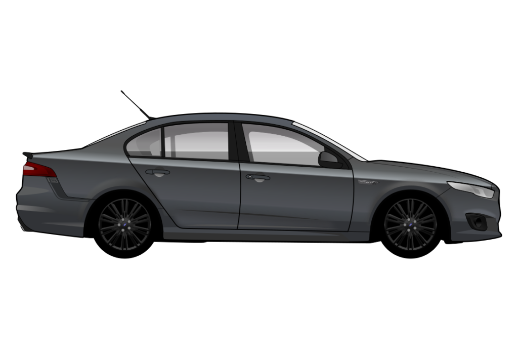 Grey Ford Falcon FG XR6 side view vector car graphic design for custom t-shirt and mug prints