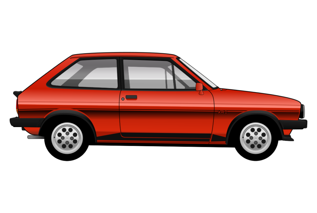 Re Ford Fiesta mark 1 XR2 side view vector car graphic design for custom t-shirt and mug prints
