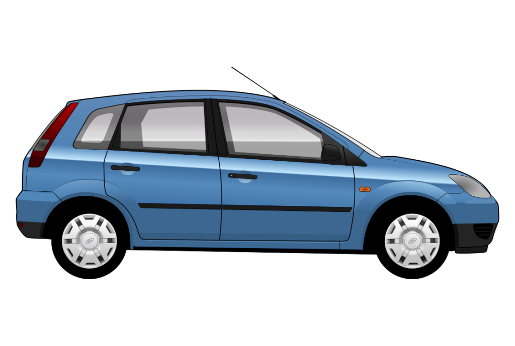 Blue Ford Fiesta Mark 5 5 Door side view vector car graphic design for custom t-shirt and mug prints