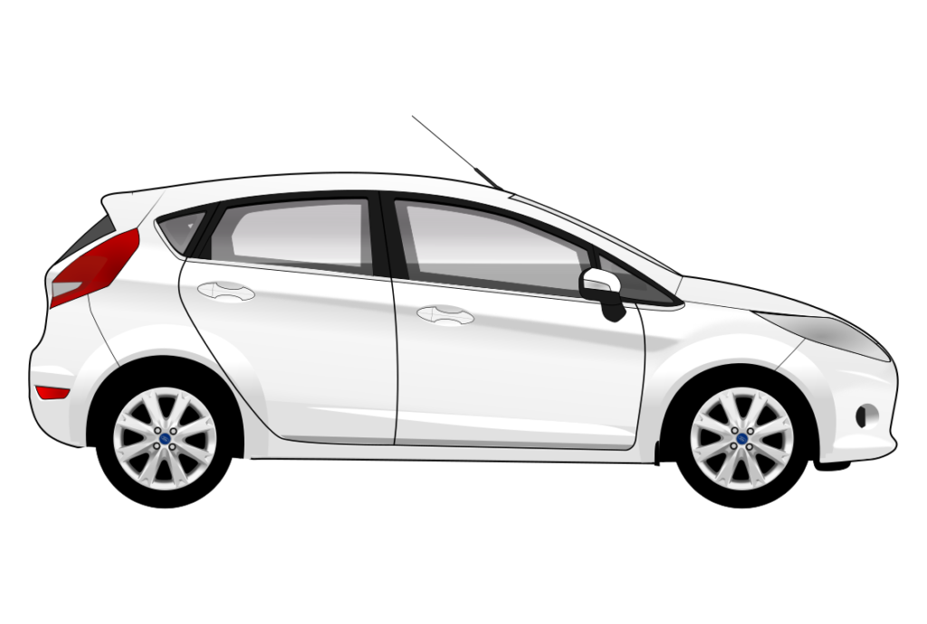 White Ford Fiesta mark 6 5 door side view vector car graphic design for custom t-shirt and mug prints