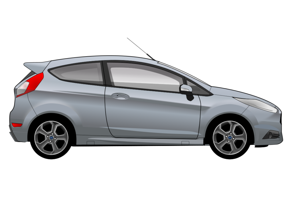 Grey Ford Fiesta Mark 6 ST side view vector car graphic design for custom t-shirt and mug prints