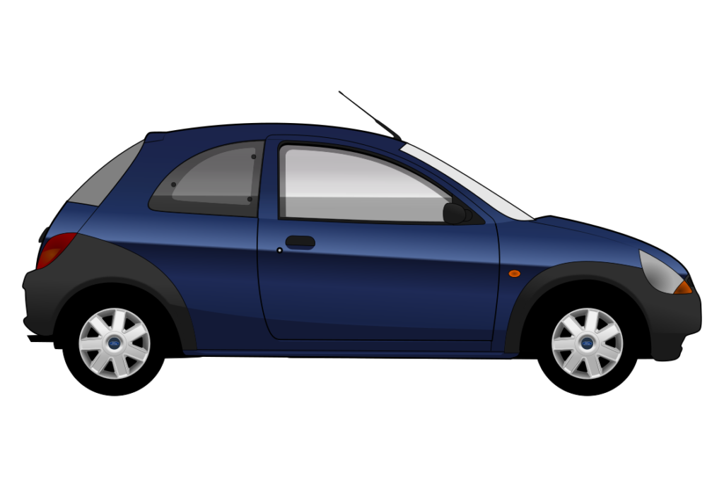 Blue Ford Ka Mark 1 side view vector car graphic design for custom t-shirt and mug prints