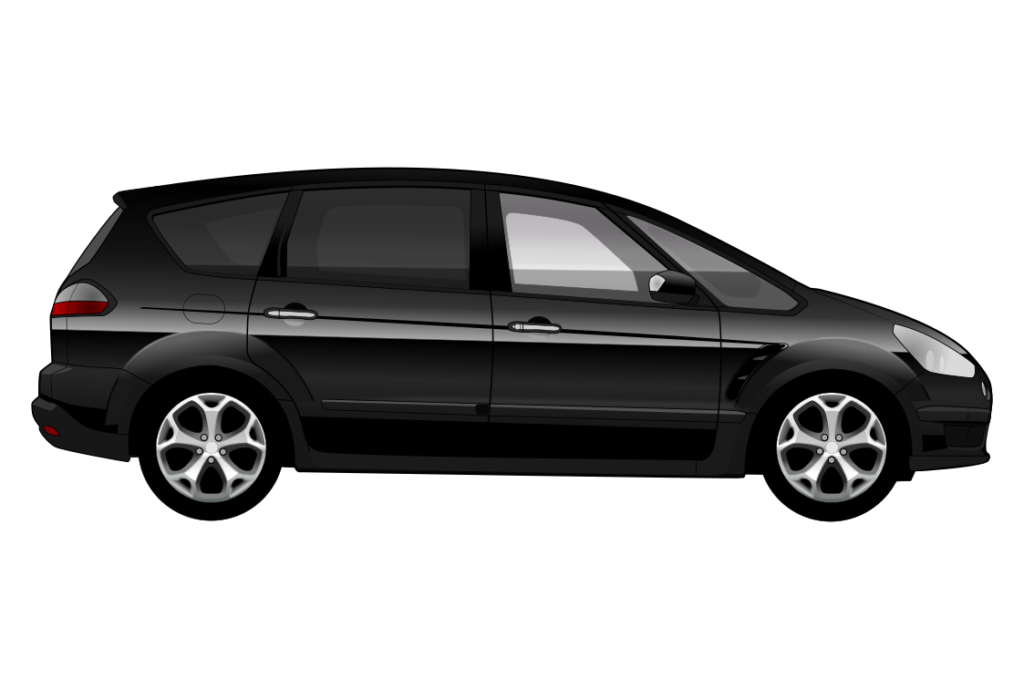 Black Ford S-Max Mark 1 side view vector car graphic design for custom t-shirt and mug prints