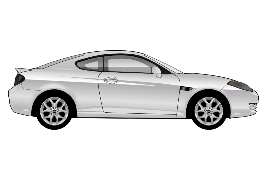 Silver Hyundai Tiburon side view vector car graphic design for custom t-shirt and mug prints