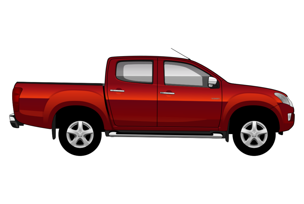 Red Isuzu D-Max side view vector car graphic design for custom t-shirt and mug prints