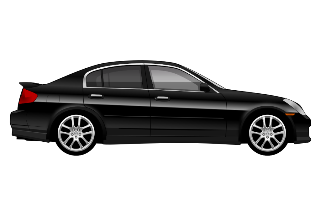 Black Infiniti G35 side view vector car graphic design for custom t-shirt and mug prints