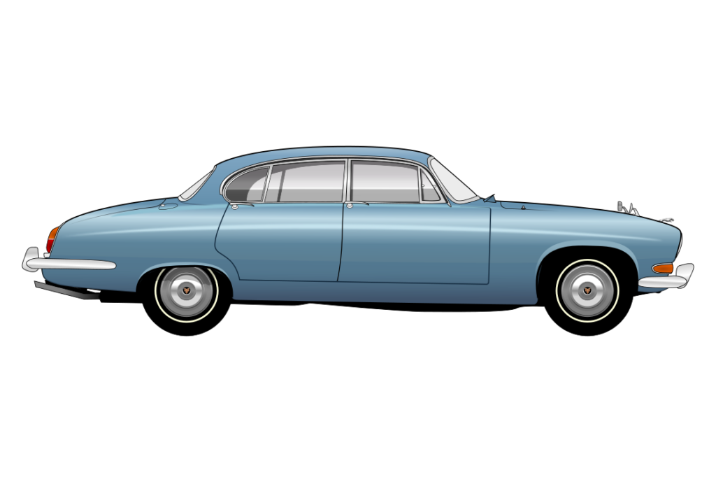Blue Jaguar Mark X side view vector car graphic design for custom t-shirt and mug prints