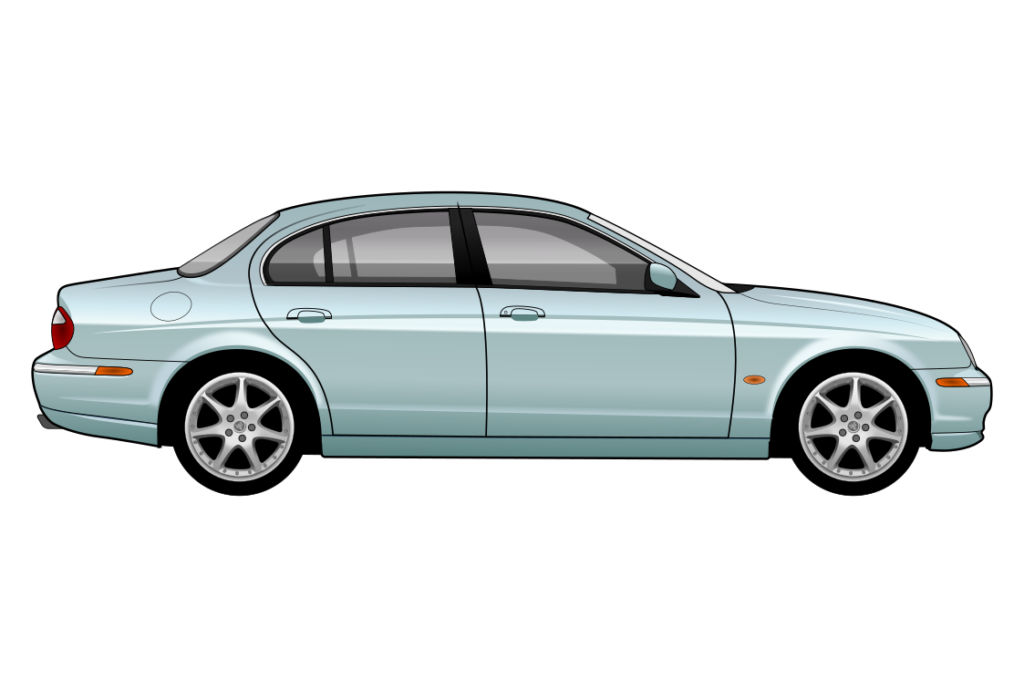 Green Jaguar S-Type mark 2 side view vector car graphic design for custom t-shirt and mug prints