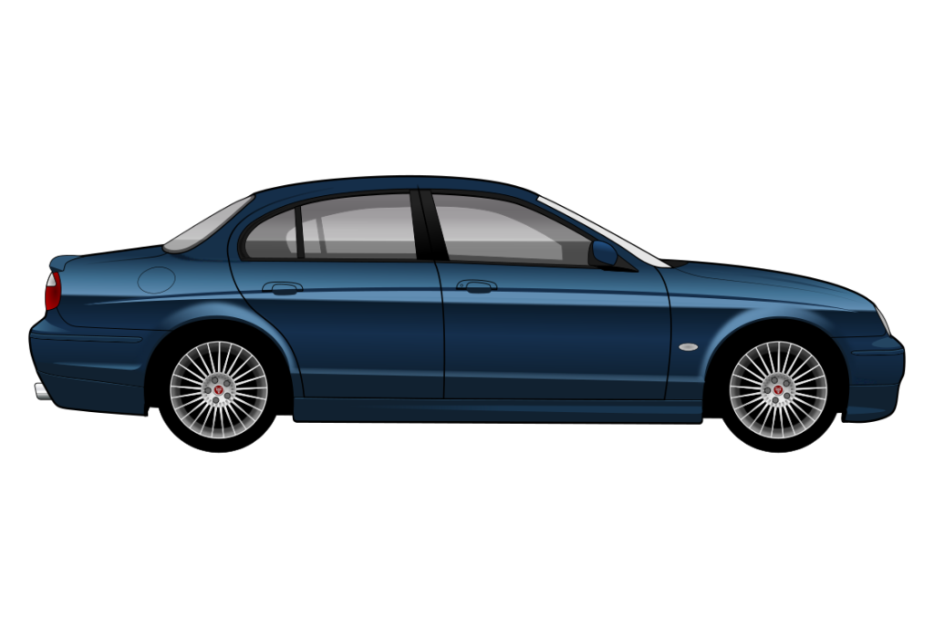 Blue Jaguar S-Type XS side view vector car graphic design for custom t-shirt and mug prints