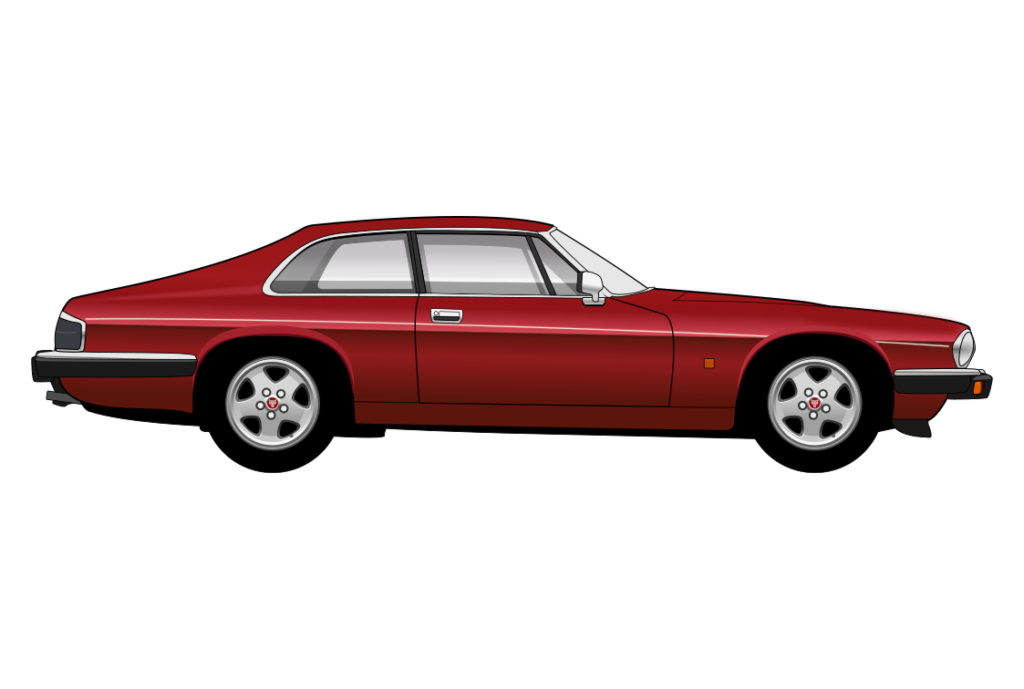 Red Jaguar XJS Series 3 side view vector car graphic design for custom t-shirt and mug prints