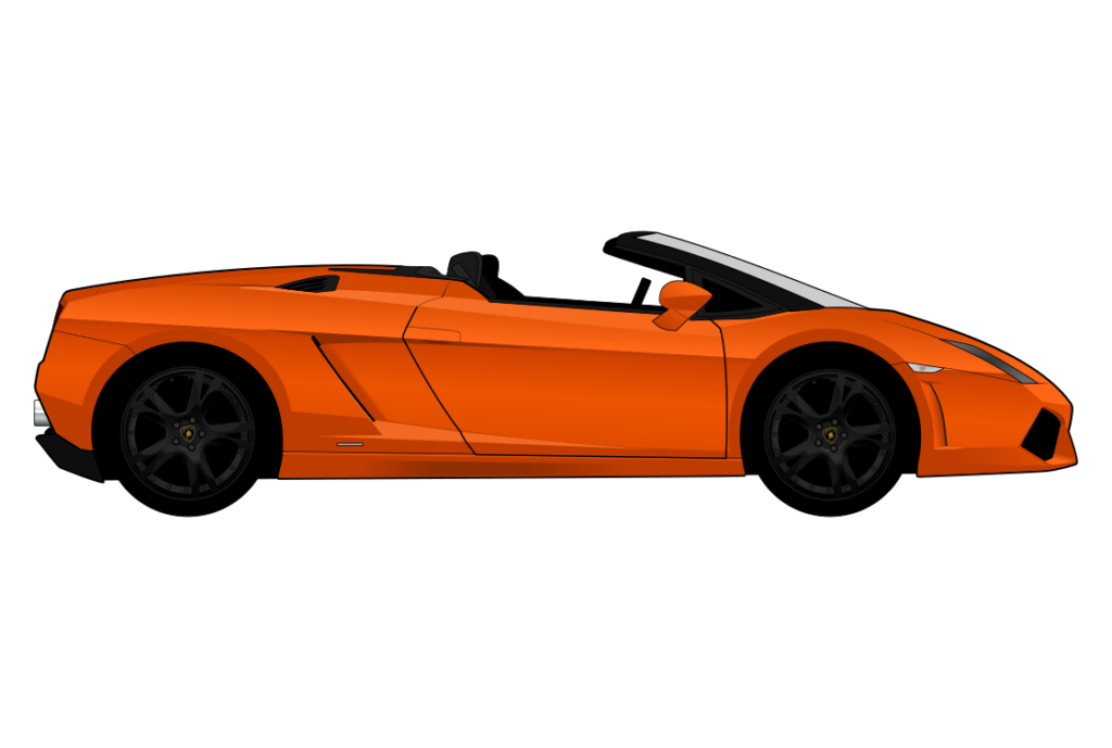 Orange Lamborghini Gallardo Spider side view vector car graphic design for custom t-shirt and mug prints