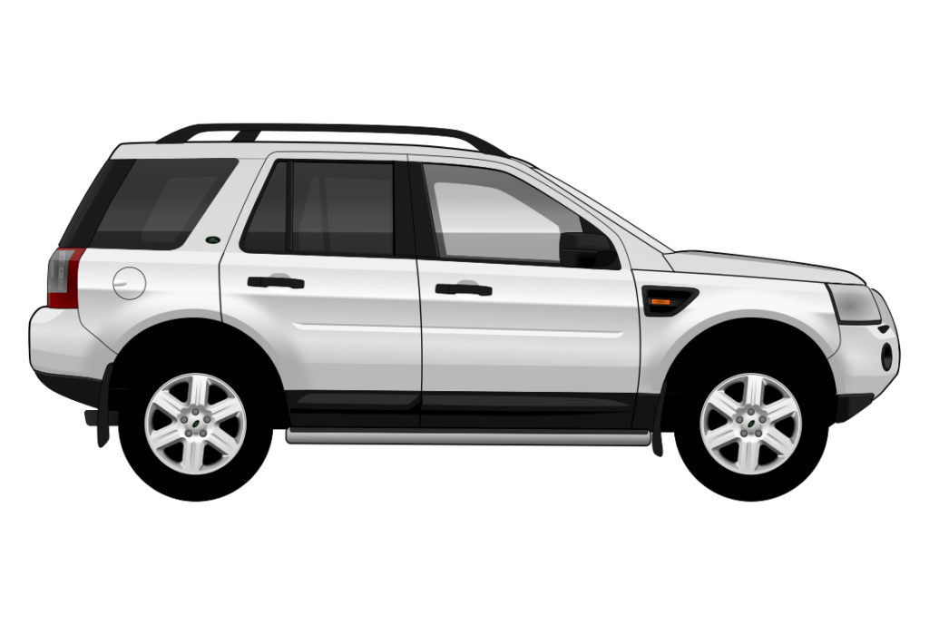 Silver Land Rover Freelander Mark 2 side view vector car graphic design for custom t-shirt and mug prints