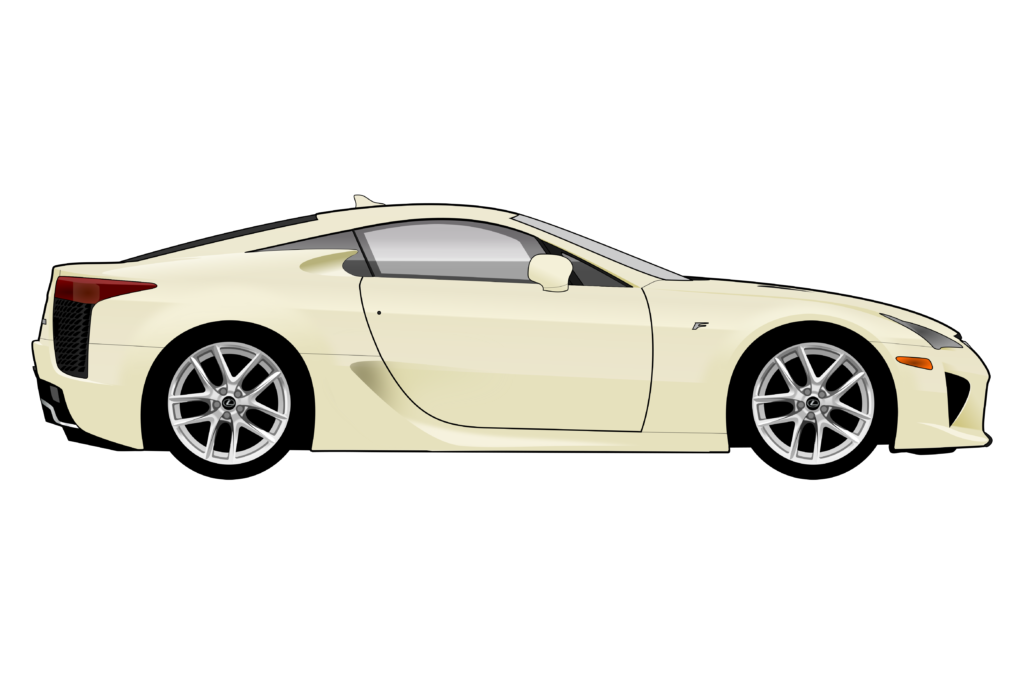 Cream Lexus LFA side view vector car graphic design for custom t-shirt and mug prints