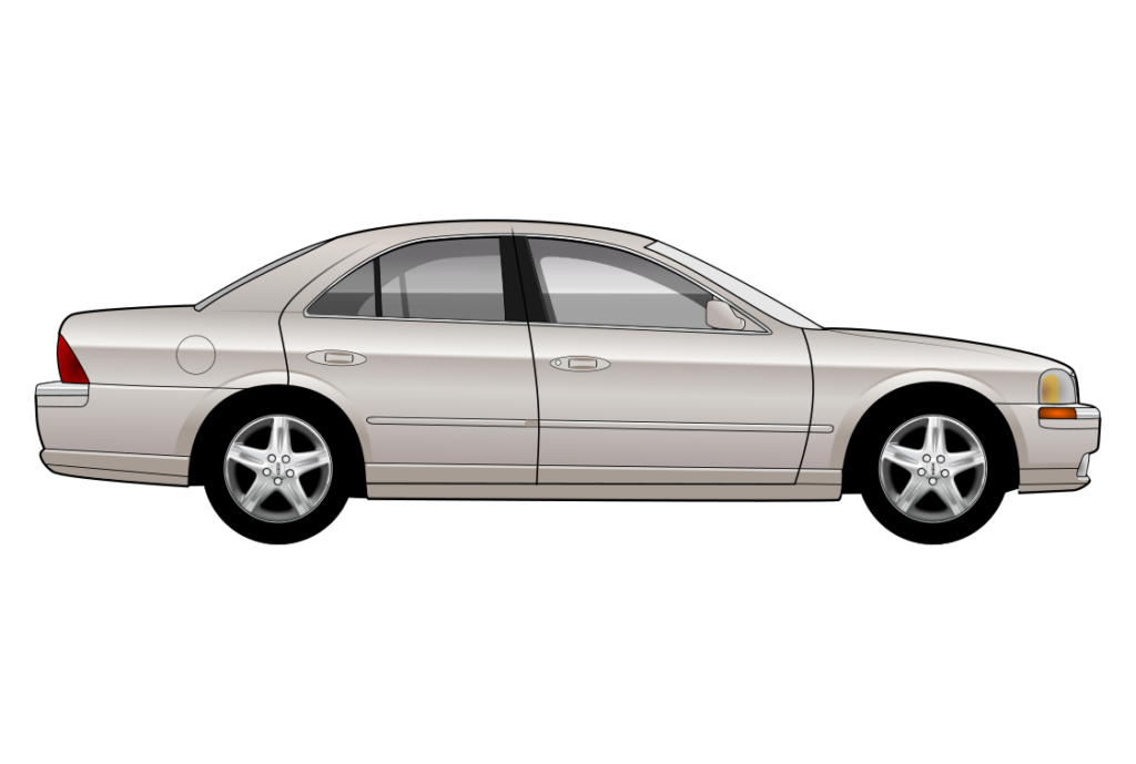 Silver Lincoln LS side view vector car graphic design for custom t-shirt and mug prints