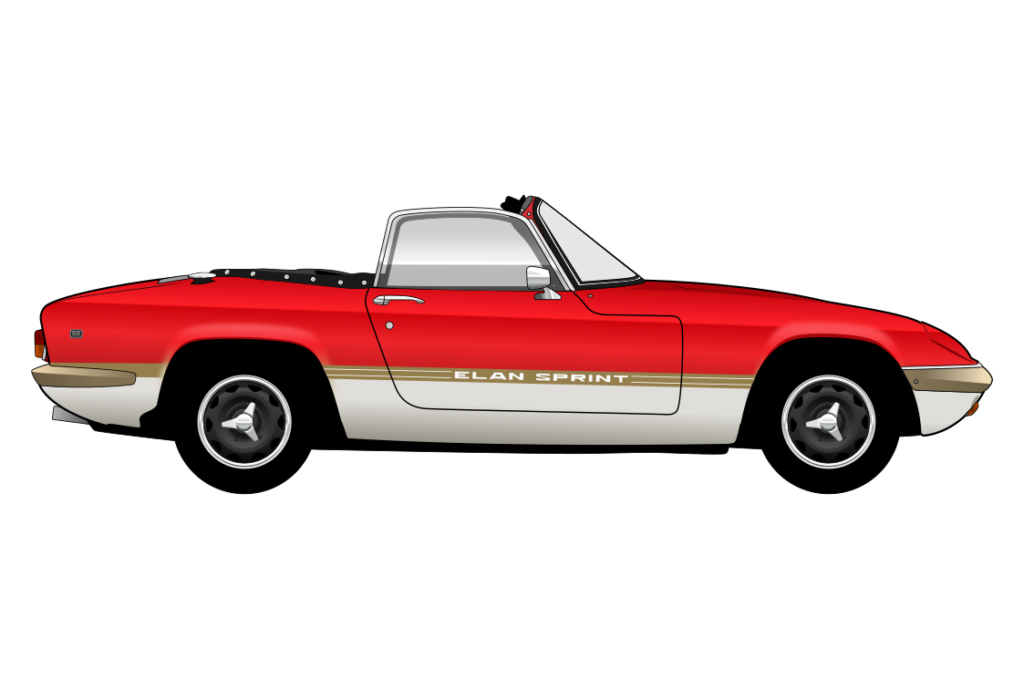 Red Lotus Elan Sprint side view vector car graphic design for custom t-shirt and mug prints