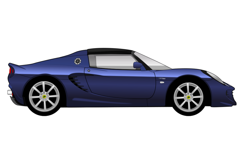 Purple Lotus Elise Series 2 side view vector car graphic design for custom t-shirt and mug prints