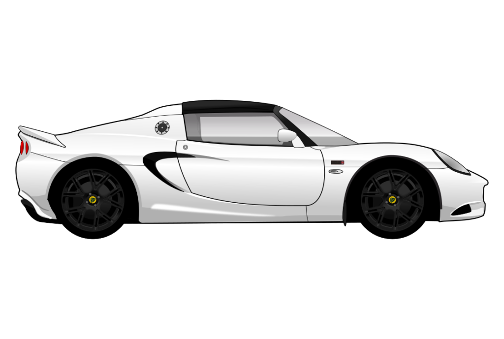White Lotus Elise Series 3 side view vector car graphic design for custom t-shirt and mug prints