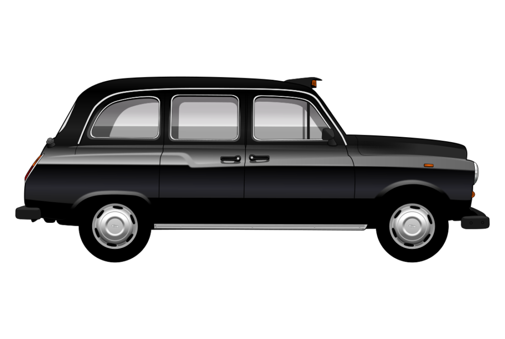 Black LTI FX4 side view vector car graphic design for custom t-shirt and mug prints
