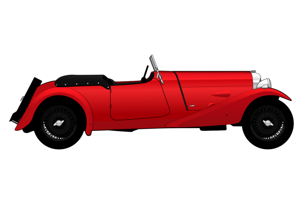 Red Marendaz side view vector car graphic design for custom t-shirt and mug prints