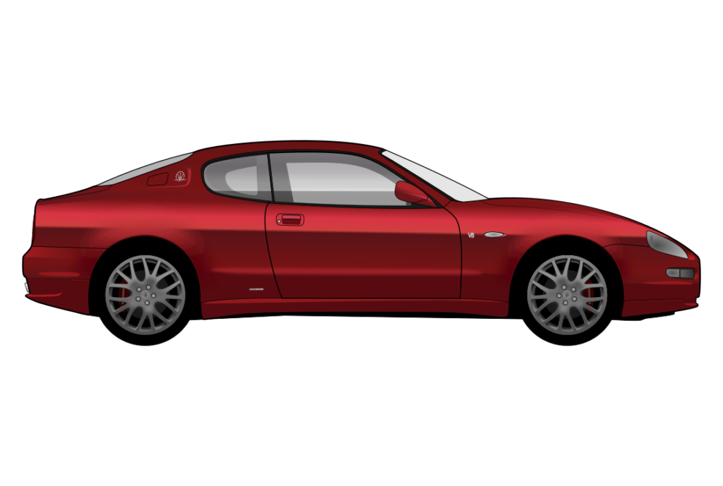 Red Maserati 4200 side view vector car graphic design for custom t-shirt and mug prints