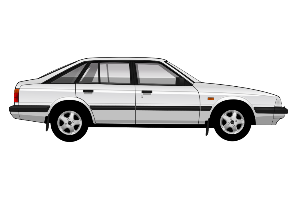 Silver Mazda 626 Mark 2 side view vector car graphic design for custom t-shirt and mug prints
