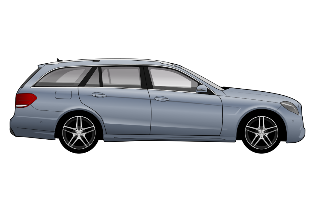 Blue Mercedes S212 E-Class Facelift side view vector car graphic design for custom t-shirt and mug prints