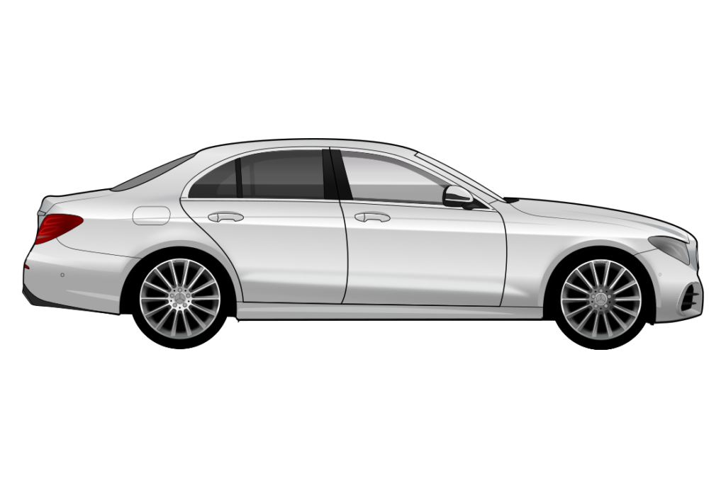 Silver Mercedes W213 E-Class side view vector car graphic design for custom t-shirt and mug prints